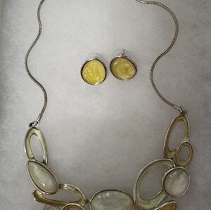 Fashionable Necklace & Earring Set from JCP. In yellow, green, & white.